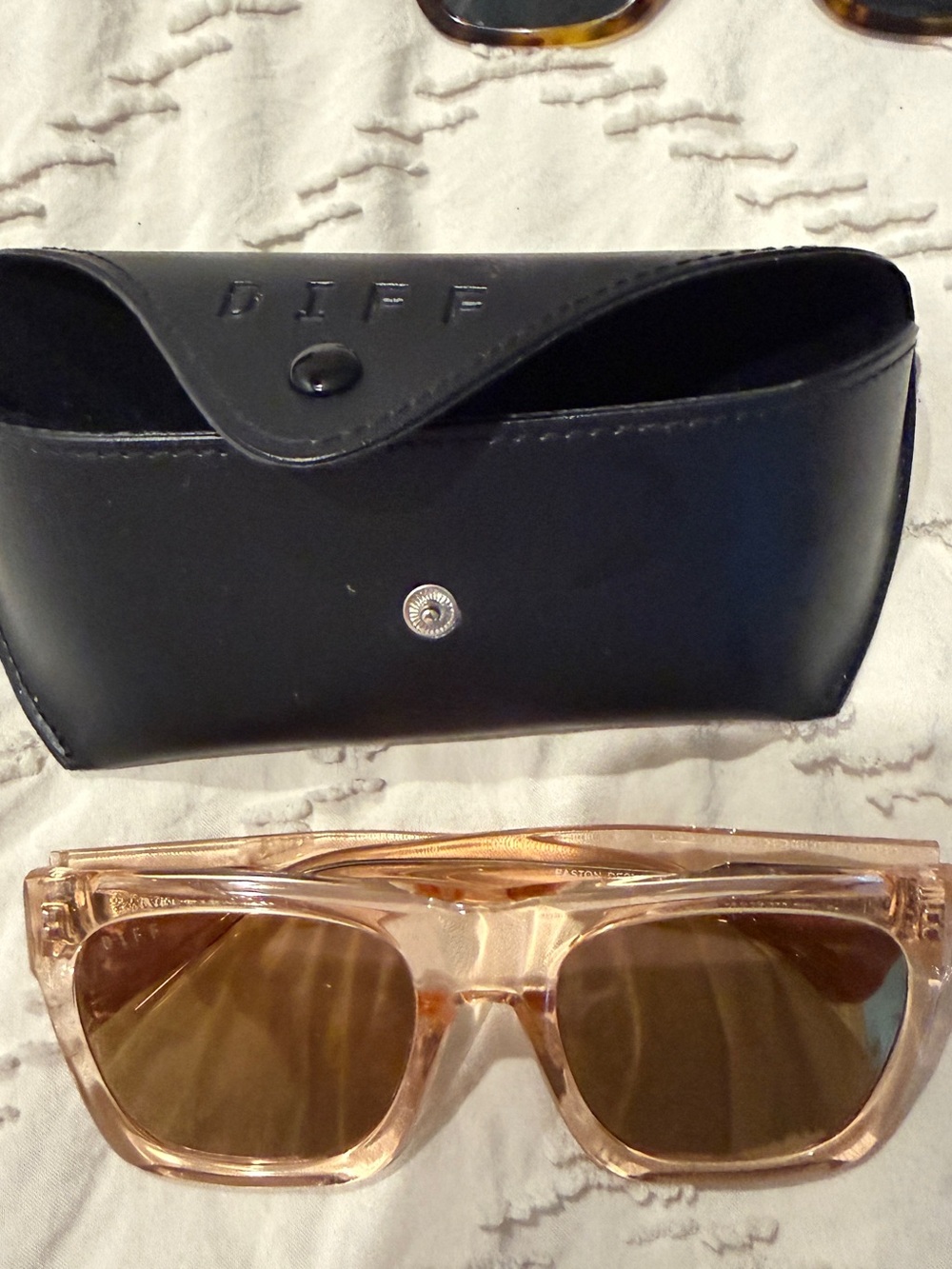 Diff Eyewear Translucent Pink Frame Sunglasses with Brown Lenses